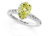 White gold Fancy Yellow Pear Cut Solitaire Diamond Engagement Ring with Pavé Band and Six-Prong Setting_25