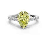 White gold Fancy Yellow Pear  Cut Solitaire Diamond Engagement Ring with Pave Band and Four-Prong Setting_158