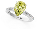 White gold Fancy Yellow Pear  Cut Solitaire Diamond Engagement Ring with Pave Band and Four-Prong Setting_159