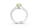 White gold Fancy Yellow Pear  Cut Solitaire Diamond Engagement Ring with Pave Band and Four-Prong Setting_161