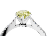 White gold Fancy Yellow Pear  Cut Solitaire Diamond Engagement Ring with Pave Band and Four-Prong Setting_162