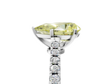 White gold Fancy Yellow Pear  Cut Solitaire Diamond Engagement Ring with Pave Band and Four-Prong Setting_163