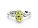 White gold Fancy Yellow Pear Cut Solitaire Diamond Engagement Ring with Twisted Pave Band and Four-Prong Setting_19