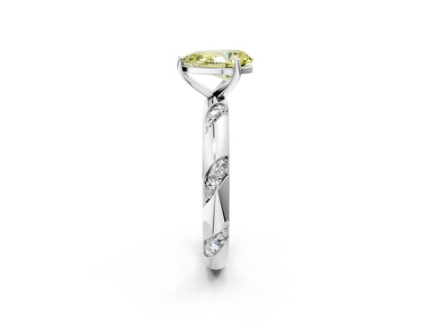White gold Fancy Yellow Pear Cut Solitaire Diamond Engagement Ring with Twisted Pave Band and Four-Prong Setting_21