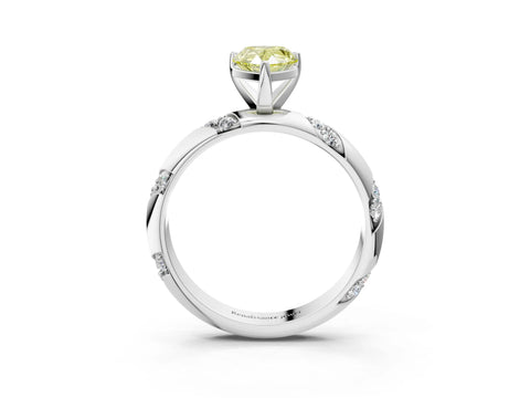 White gold Fancy Yellow Pear Cut Solitaire Diamond Engagement Ring with Twisted Pave Band and Four-Prong Setting_22