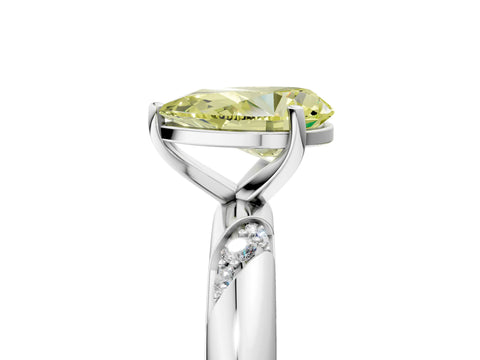 White gold Fancy Yellow Pear Cut Solitaire Diamond Engagement Ring with Twisted Pave Band and Four-Prong Setting_24