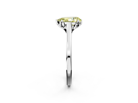 White gold Fancy Yellow Pear  Cut Solitaire Diamond Ring with Flower-Prong Setting and Classic Band_43
