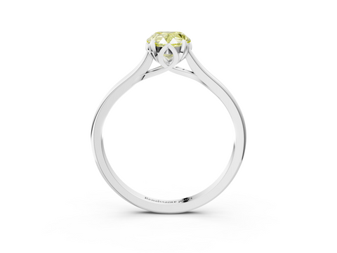White gold Fancy Yellow Pear  Cut Solitaire Diamond Ring with Flower-Prong Setting and Classic Band_44