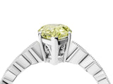 White gold Fancy Yellow Pear Cut Solitaire Diamond Ring with Infinity Twist Band and Four-Prong Setting_4