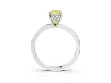 White gold Fancy Yellow Pear Cut Solitaire Diamond Ring with Prong Setting and Plain Band_15