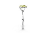 White gold Fancy Yellow Pear Cut Solitaire Diamond Ring with Prong Setting and Plain Band_2