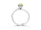White gold Fancy Yellow Pear Cut Solitaire Diamond Ring with Prong Setting and Plain Band_3