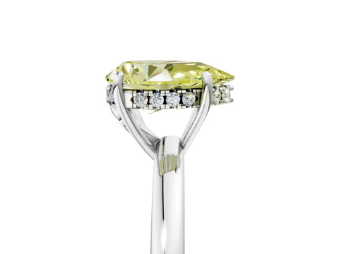White gold Fancy Yellow Pear Cut Solitaire Diamond Ring with Prong Setting and Plain Band_5