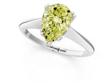 White gold Fancy Yellow Pear Cut Solitaire Diamond Ring with Six-Prong Setting and Classic Band_1
