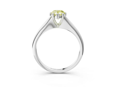 White gold Fancy Yellow Pear Cut Solitaire Diamond Ring with Six-Prong Setting and Classic Band_3