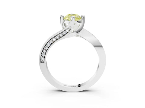 White gold Fancy Yellow Pear Cut Solitaire Diamond Twist Band with Pavé Setting and Four-Prong Setting_15