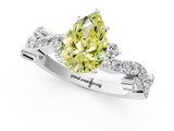 White gold Fancy Yellow Pear  Cut Solitaire Diamond Twisted Band with Pave Setting_29