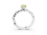 White gold Fancy Yellow Pear  Cut Solitaire Diamond Twisted Band with Pave Setting_31
