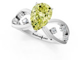 White gold Fancy Yellow Pear  Cut Solitaire Diamond with Side Stones on Criss-Cross Band and Four-Prong Setting_4