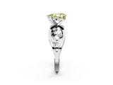 White gold Fancy Yellow Pear  Cut Solitaire Diamond with Side Stones on Criss-Cross Band and Four-Prong Setting_5