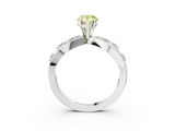 White gold Fancy Yellow Pear  Cut Solitaire Diamond with Side Stones on Criss-Cross Band and Four-Prong Setting_6