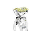White gold Fancy Yellow Pear  Cut Solitaire Diamond with Side Stones on Criss-Cross Band and Four-Prong Setting_8