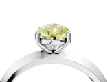 White gold Fancy Yellow Pear  Cut Solitaire Engagement Ring with Flat Band and Four-Prong Setting 5