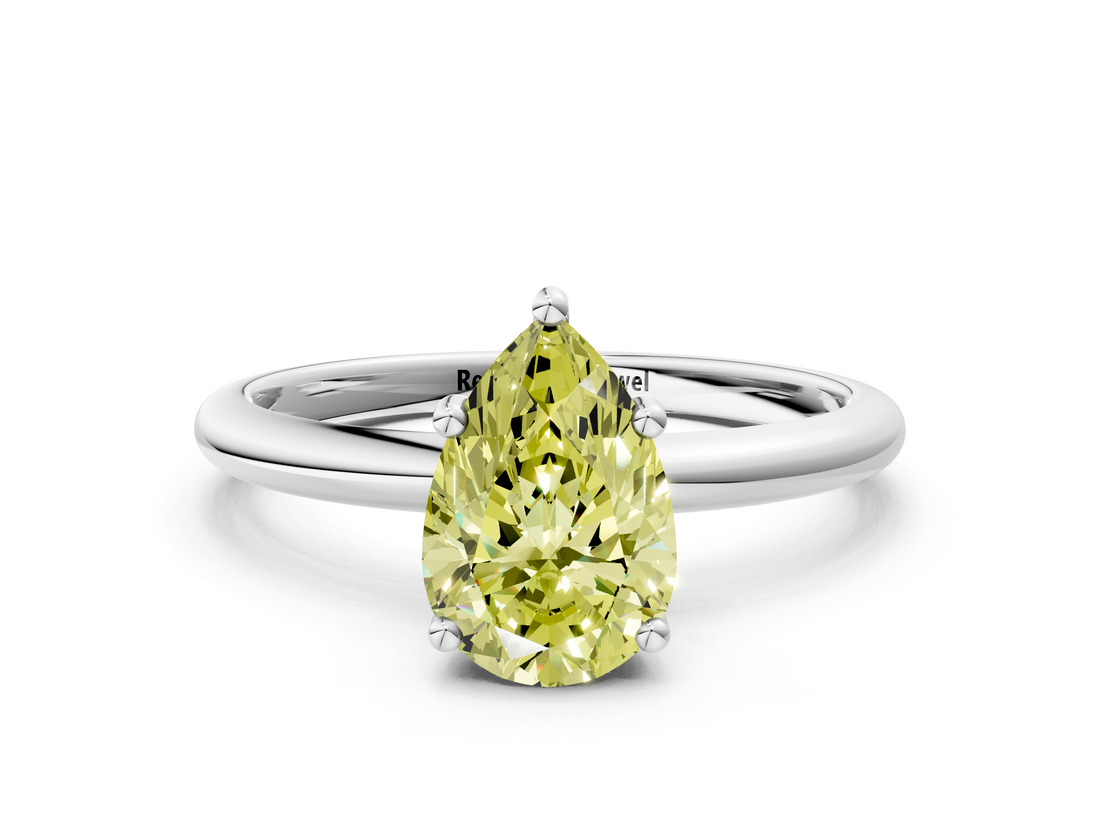 White gold Fancy Yellow Pear  Cut Solitaire Engagement Ring with Four-Prong Setting and Classic Band_20