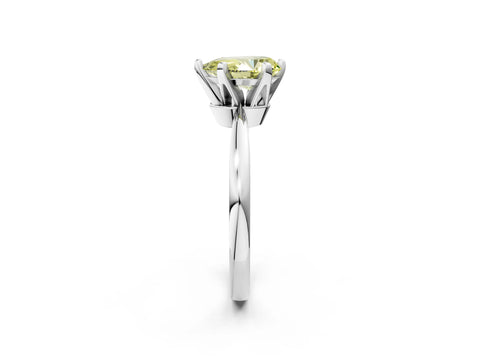 White gold Fancy Yellow Pear Cut Solitaire Engagement Ring with Six-Prong Setting and Tapered Band_2