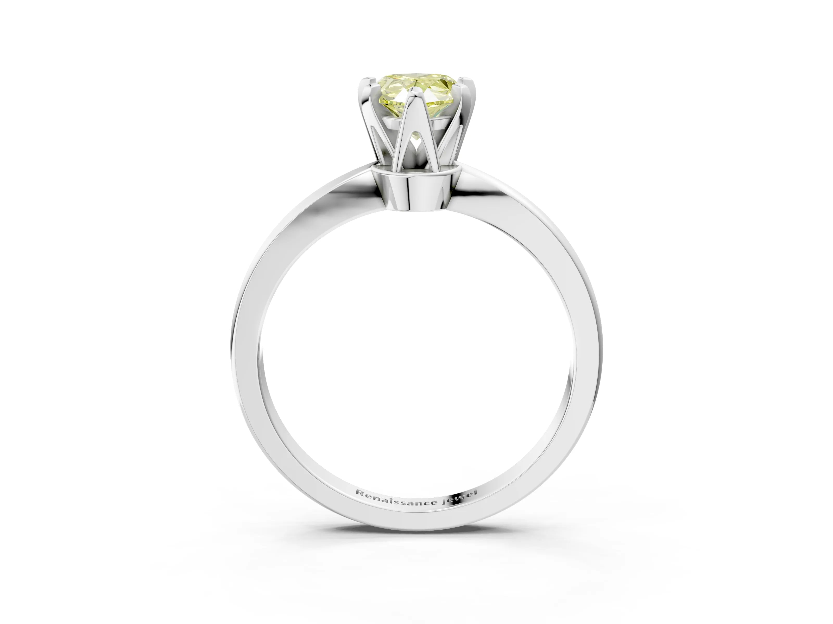 White gold Fancy Yellow Pear Cut Solitaire Engagement Ring with Six-Prong Setting and Tapered Band_3
