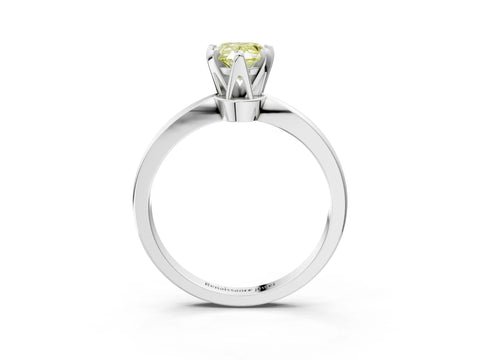 White gold Fancy Yellow Pear Cut Solitaire Engagement Ring with Six-Prong Setting and Tapered Band_3