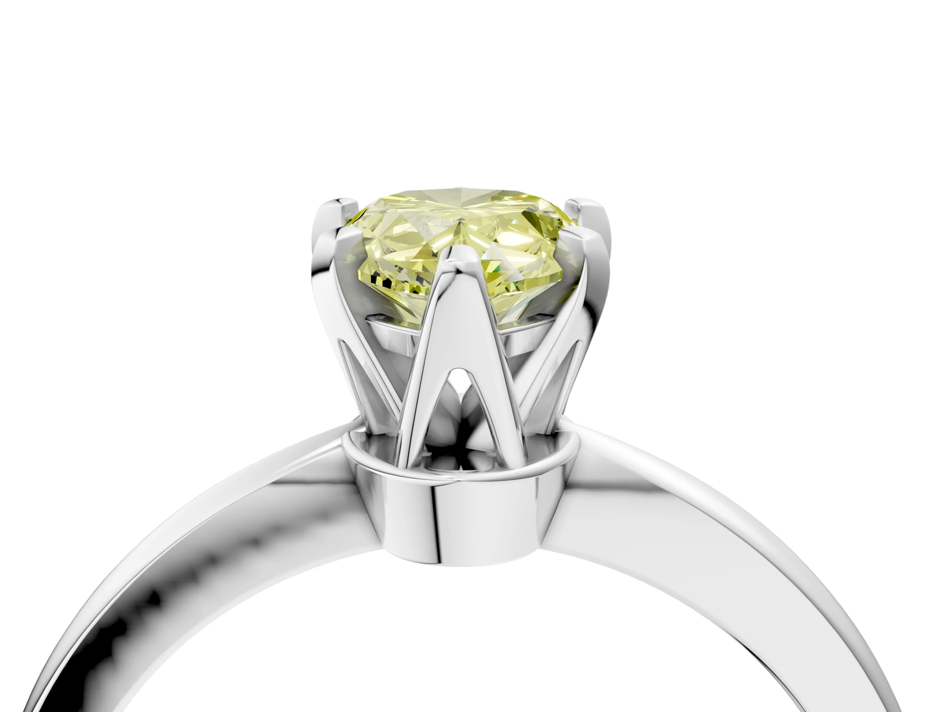 White gold Fancy Yellow Pear Cut Solitaire Engagement Ring with Six-Prong Setting and Tapered Band_4