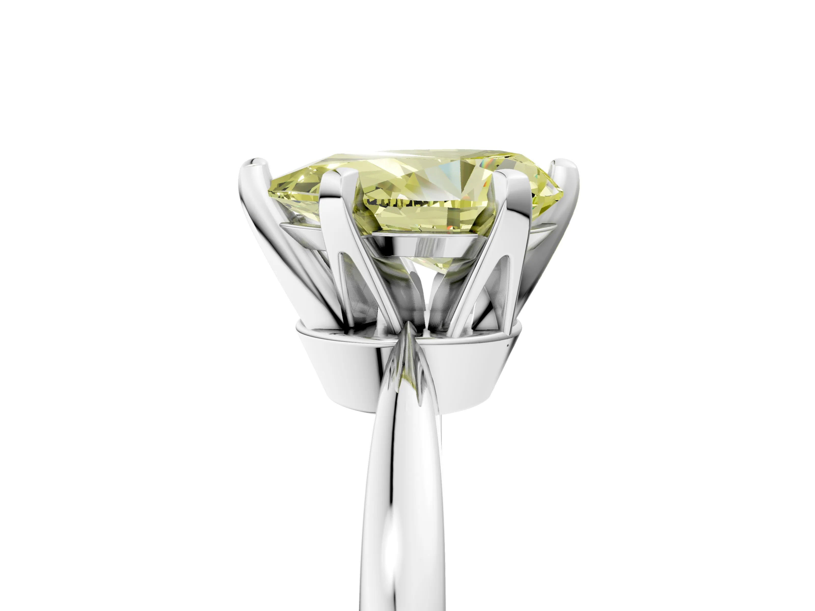 White gold Fancy Yellow Pear Cut Solitaire Engagement Ring with Six-Prong Setting and Tapered Band_5