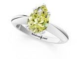 White gold Fancy Yellow Pear  Cut Solitaire Engagement Ring with Tapered Band and Four-Prong Setting 1