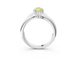 White gold Fancy Yellow Pear  Cut Solitaire Engagement Ring with Tapered Band and Four-Prong Setting 3