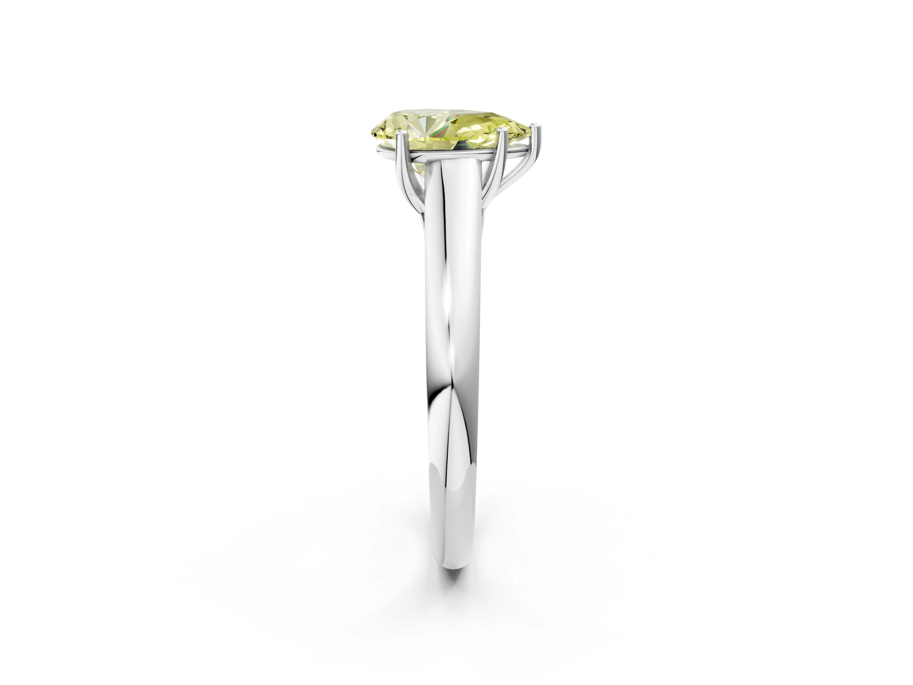 White gold Fancy Yellow Pear Cut Solitaire Engagement Ring with Tapered Band and Four-Prong Setting_17