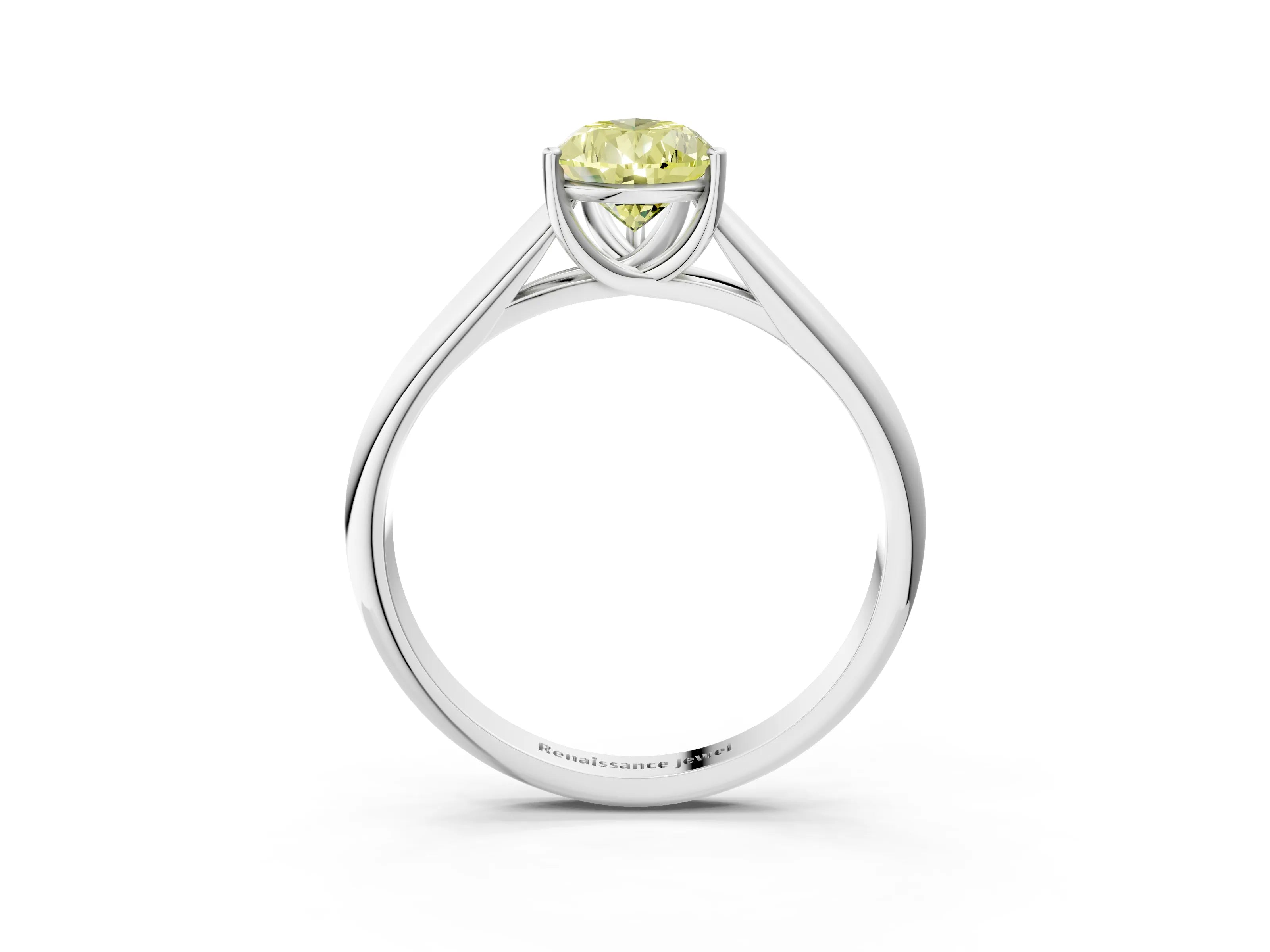 White gold Fancy Yellow Pear Cut Solitaire Engagement Ring with Tapered Band and Four-Prong Setting_18