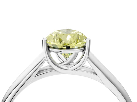 White gold Fancy Yellow Pear Cut Solitaire Engagement Ring with Tapered Band and Four-Prong Setting_19
