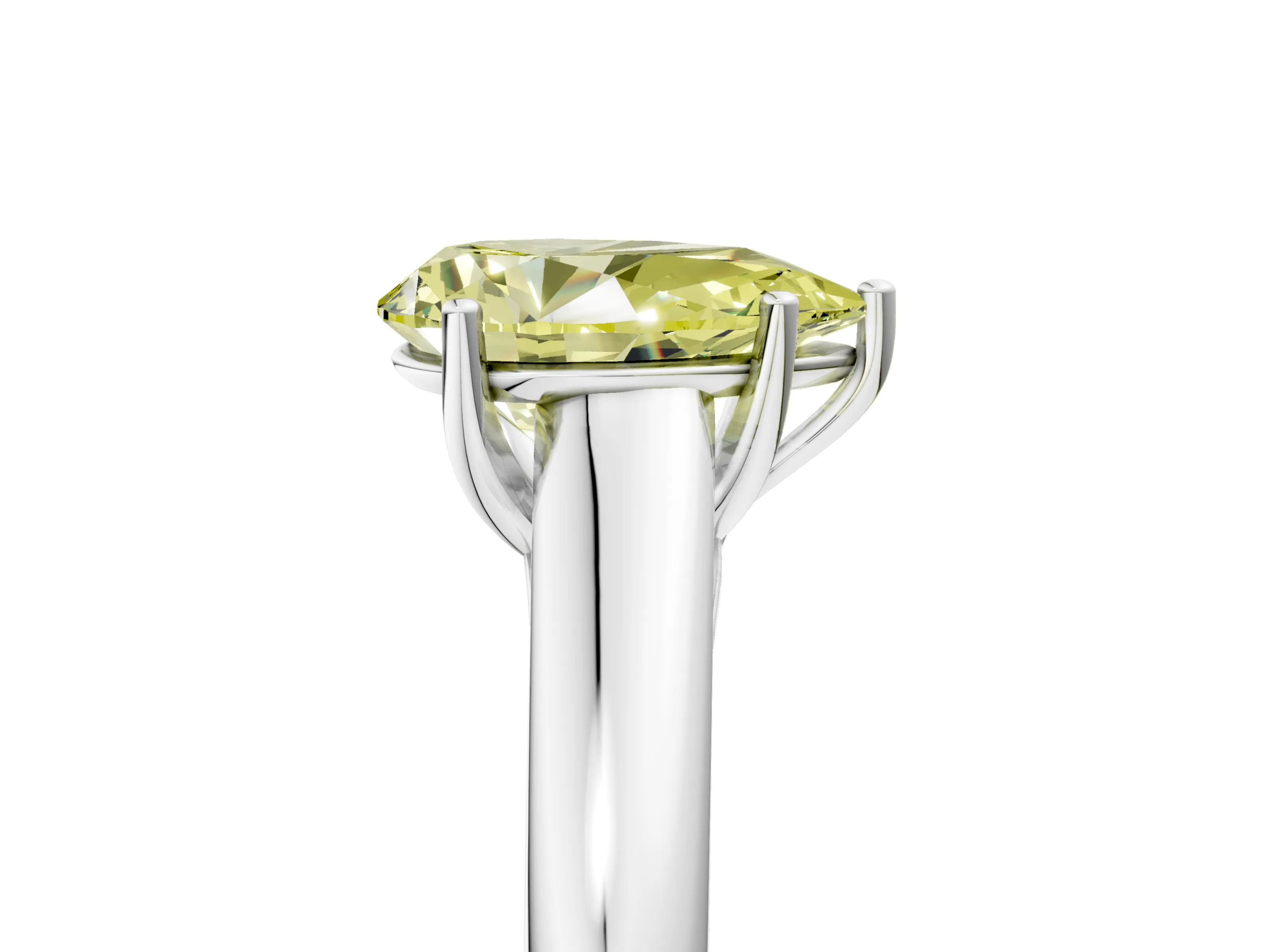 White gold Fancy Yellow Pear Cut Solitaire Engagement Ring with Tapered Band and Four-Prong Setting_20