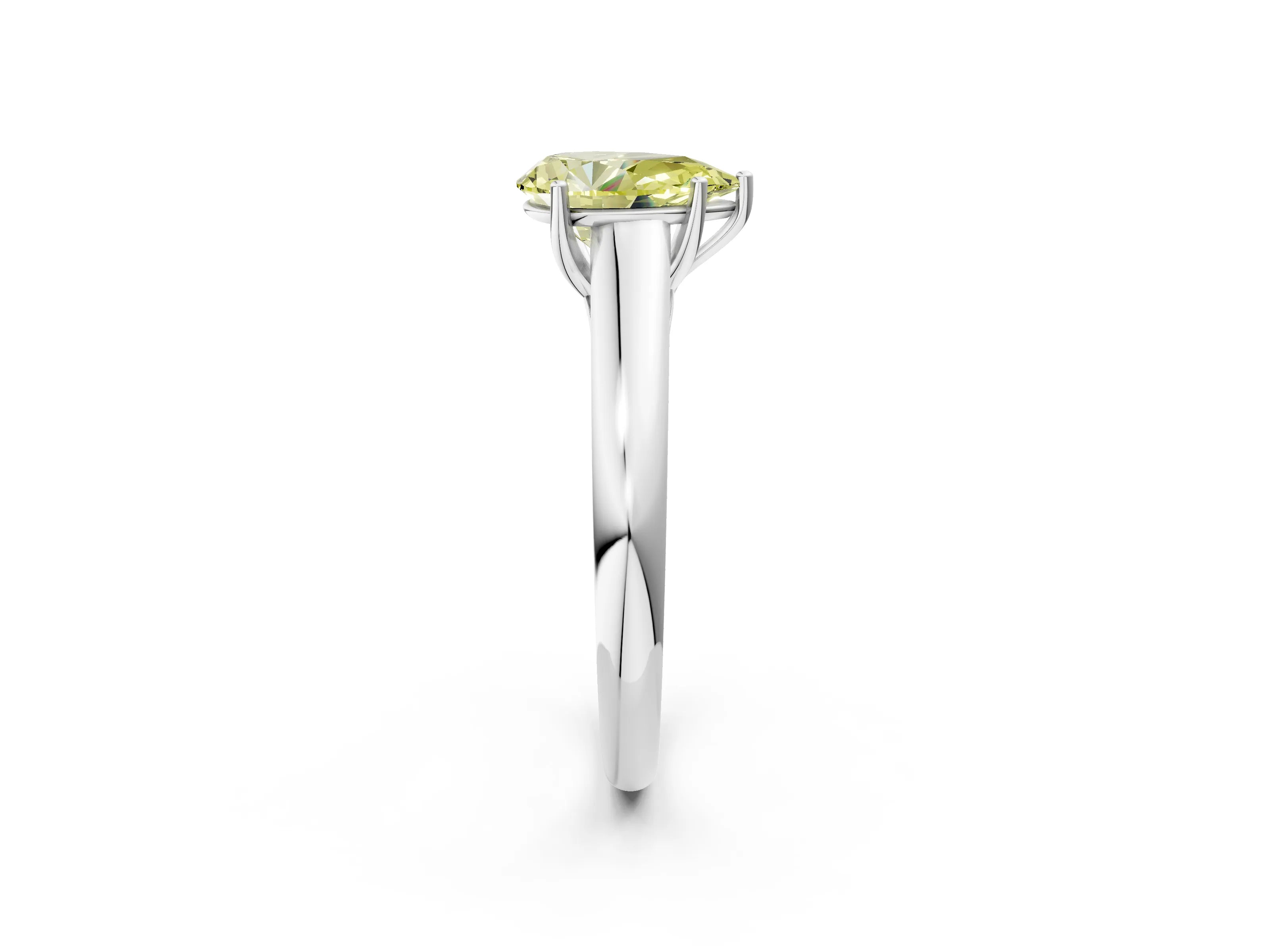 White gold Fancy Yellow Pear Cut Solitaire Engagement Ring with Tapered Band and Four-Prong Setting_5