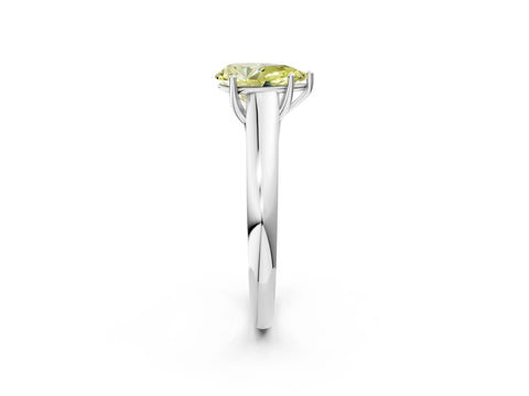 White gold Fancy Yellow Pear Cut Solitaire Engagement Ring with Tapered Band and Four-Prong Setting_5