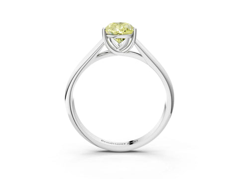 White gold Fancy Yellow Pear Cut Solitaire Engagement Ring with Tapered Band and Four-Prong Setting_6