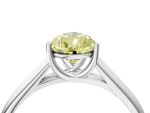 White gold Fancy Yellow Pear Cut Solitaire Engagement Ring with Tapered Band and Four-Prong Setting_7