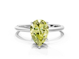 White gold Fancy Yellow Pear  Cut Solitaire Engagement Ring with Thin Band and Four-Prong Setting_3