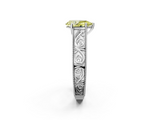 White gold Fancy Yellow Pear  Cut Solitaire Engraved Band with Four-Prong Setting_64