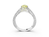 White gold Fancy Yellow Pear  Cut Solitaire Engraved Band with Four-Prong Setting_65
