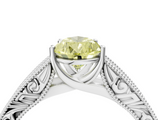 White gold Fancy Yellow Pear  Cut Solitaire Engraved Band with Four-Prong Setting_65