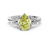 White gold Fancy Yellow Pear  Cut Solitaire Floral Diamond Ring with Four-Prong Setting_37