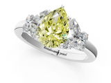 White gold Fancy Yellow Pear  Cut Solitaire Floral Diamond Ring with Four-Prong Setting_38