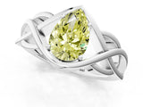 White gold Fancy Yellow Pear Cut Solitaire Intertwined Band Prong Setting Ring_1